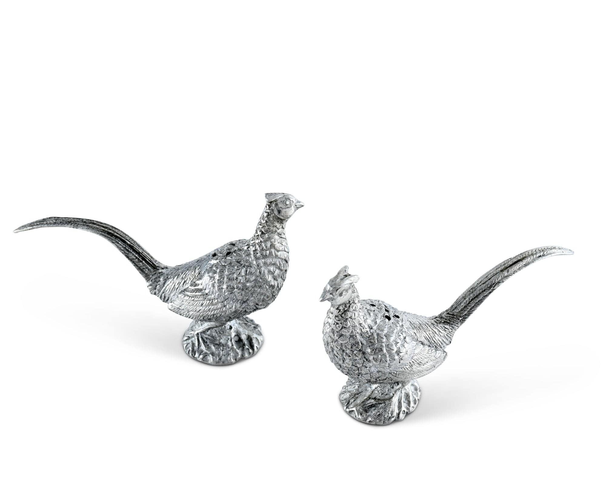 Detailed pewter Pheasant salt and pepper shaker set - Your Western Decor
