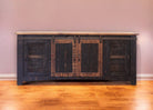 black rustic media cabinet for lodge interiors