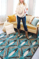 Plumas Turquoise Feathered Rugs made in the USA - Your Western Decor