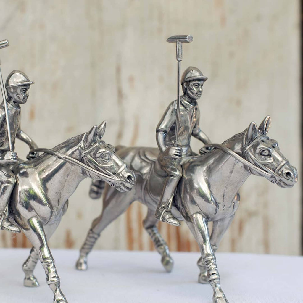 Pewter polo horses and riders salt and pepper shaker set - Your Western Decor