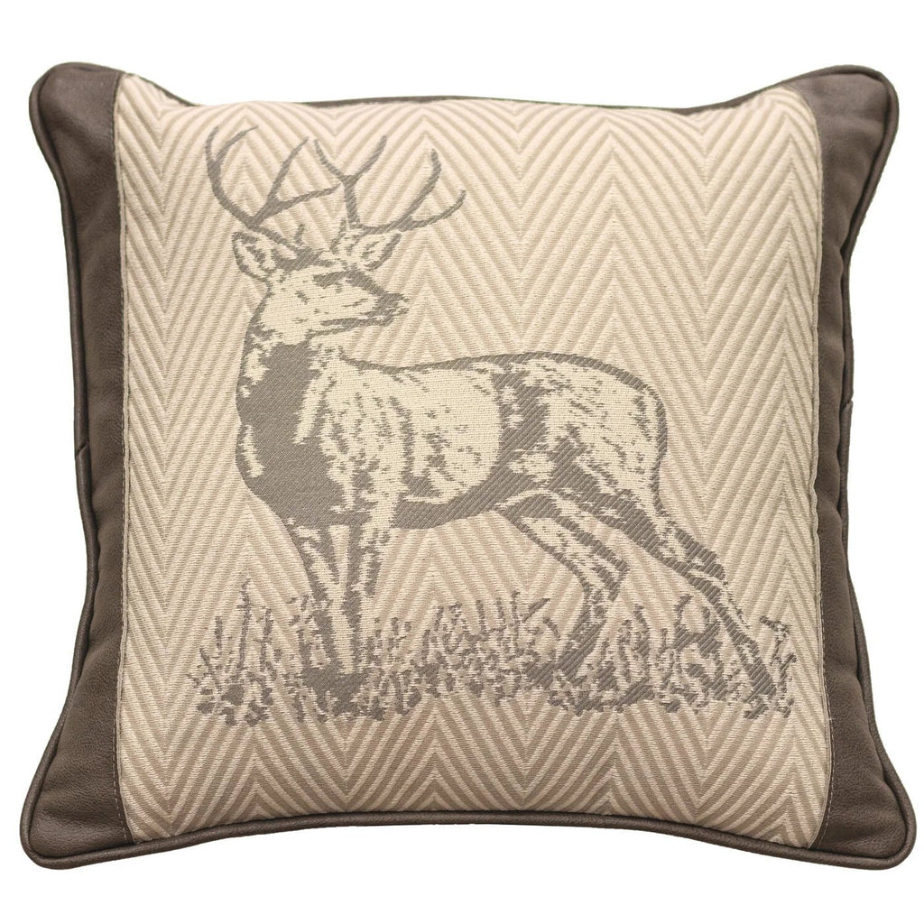 Prince Buck Fabric and Leather Pillow made in the USA - Your Western Decor