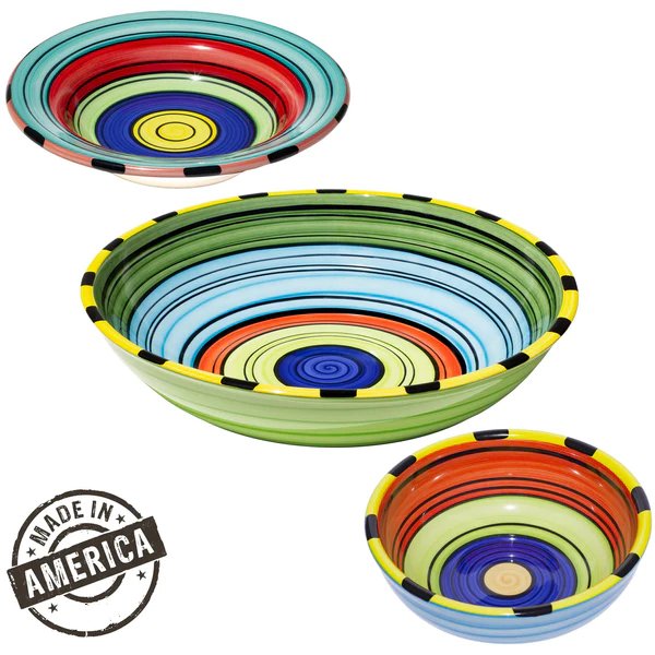Puebla Stripe Spanish Style Bowl Collection made in the USA - Your Western Decor