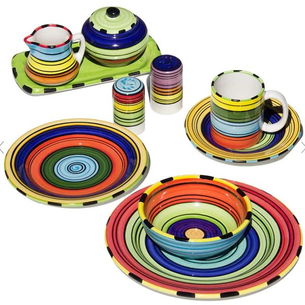 Puebla stripes Spanish style tableware made in the USA - Your Western Decor