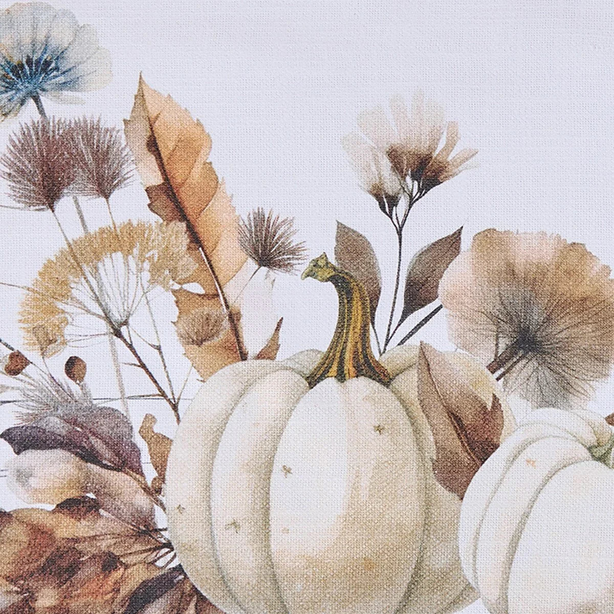 Decorative image of white pumpkins and dried flowers on a light background - Your Western Decor