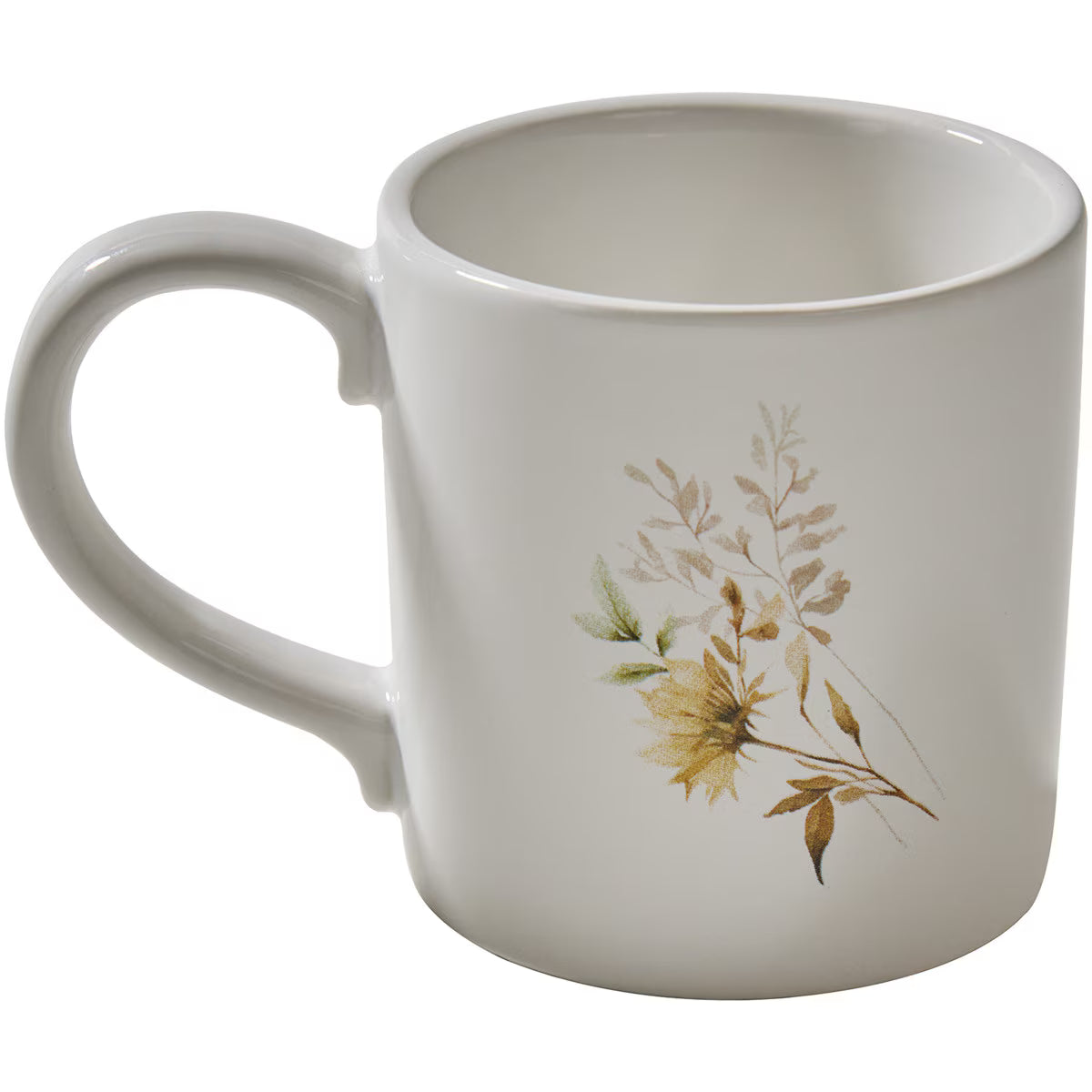 White mug with floral design on a white background - Your Western Decor