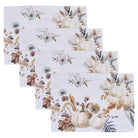 Set of four placemats with pumpkin and floral design on a white background - Your Western Decor