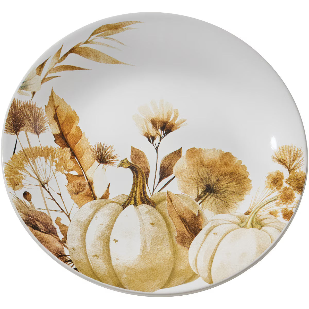 Decorative plate with pumpkins and floral designs on a white background - Your Western Decor