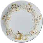 Decorative plate with floral wreath and pumpkins on a white background - Your Western Decor