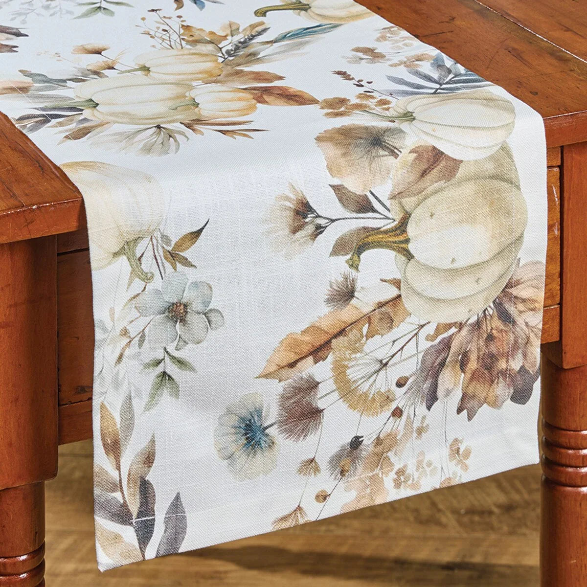 Floral table runner on a wooden table - Your Western Decor