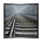 Framed artwork of a railway track converging into the distance.