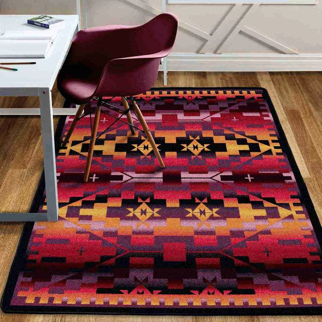 Bright colorful Rainbow Blanket Sunset Area Rug made in the USA - Your Western Decor