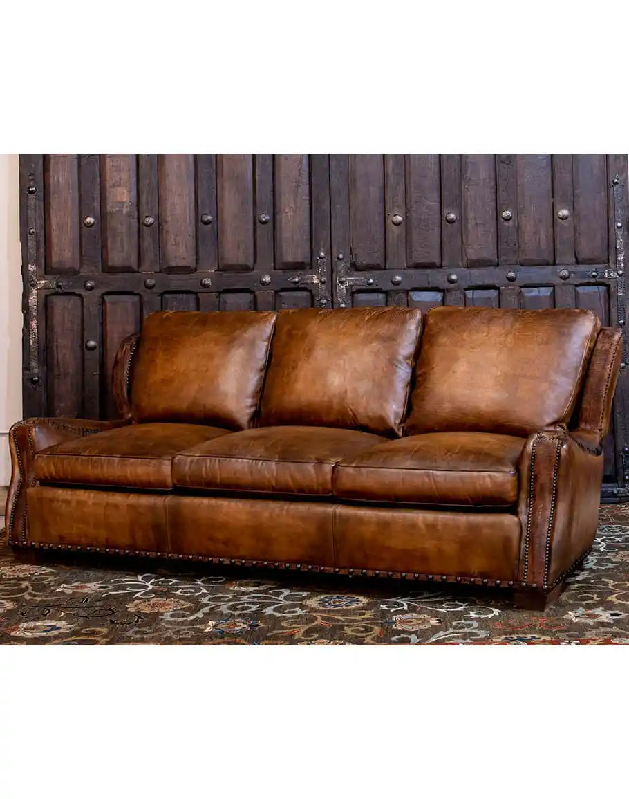 Western Rambler Leather Sofa made in the USA - Your Western Decor