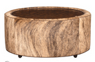 Ranchland Cowhide Cocktail Ottoman with Genuine Medium Brindle Hair On Hide Upholstery with nail trim, hard surface, and castors