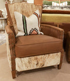 Leather and brindle cowhide accent chair 