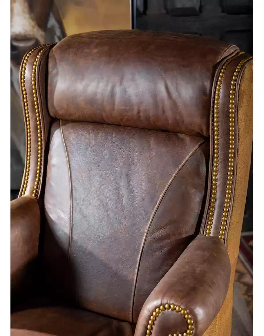 American made leather Ranger Executive Office Chair seat in-back detail - Your Western Decor