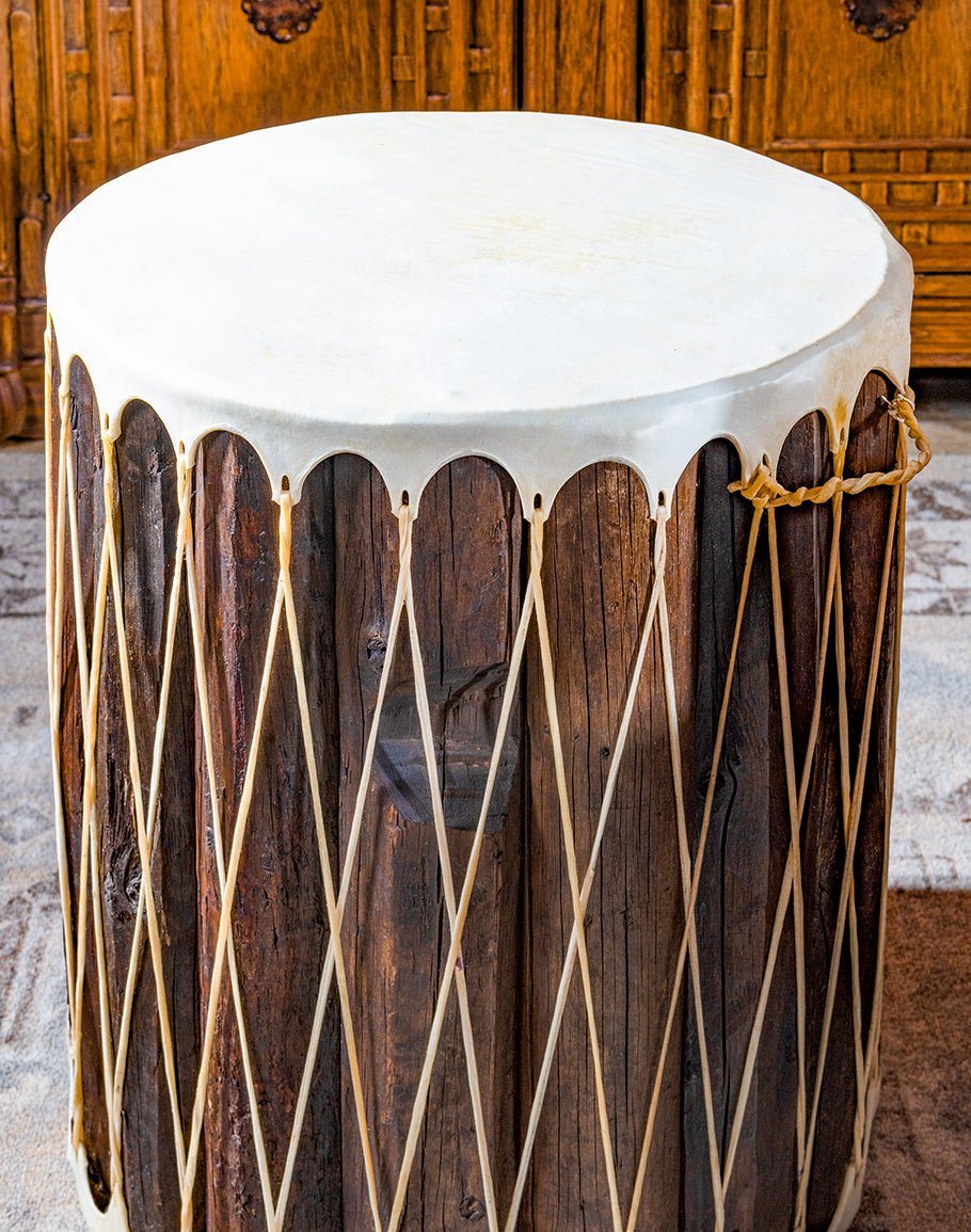 Rawhide Drum Accent Table - Southwestern Furniture made in the USA - Your Western Decor