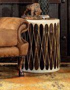 Rawhide Drum Accent Table - Southwestern Furniture made in the USA - Your Western Decor