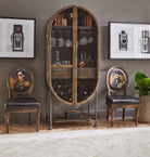 Tall Oval Industrial Bar Cabinet - Your Western Decor