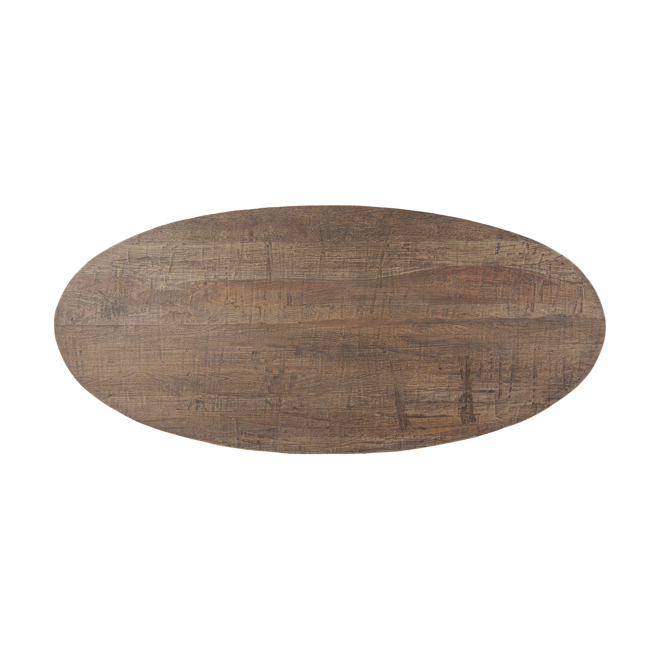 Reclaimed oval wood table top detail 