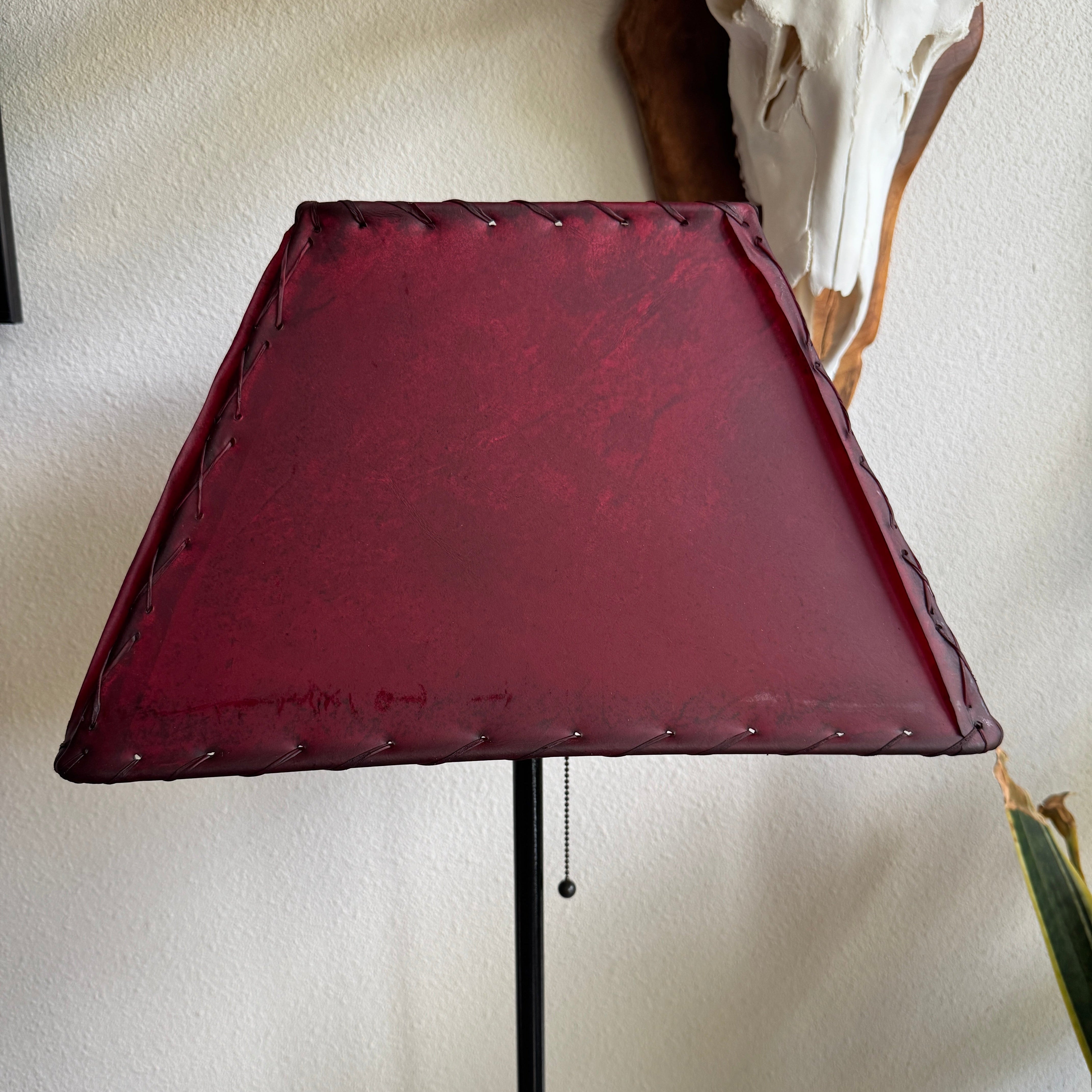 Rectangle 12x18 red rawhide lamp shade
