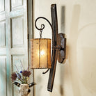 Tequila stave rustic wall sconce with rawhide shade - Your Western Decor