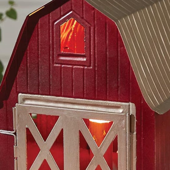 Red barn with tin roof table accent light, tabletop nightlight detail - Your Western Decor