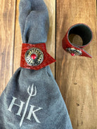 Red Croc Leather & Concho Napkin Rings - Your Wester Decor