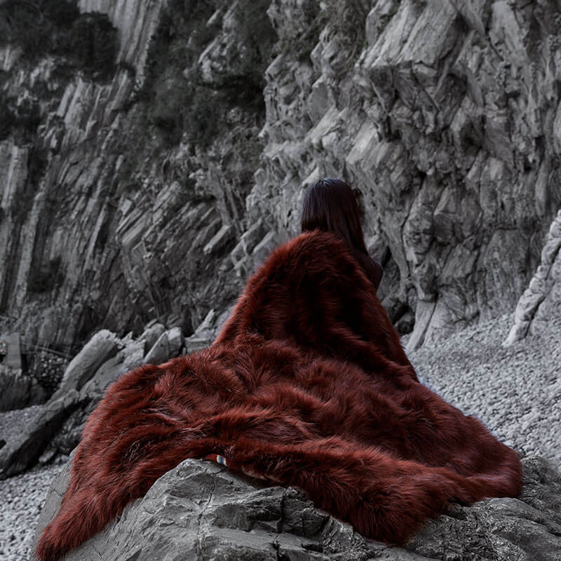 Reversible Red Earth Canyon Faux Fur Throw - Your Western Decor