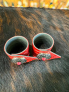 Red Croc Leather & Concho Napkin Rings - Your Wester Decor