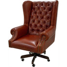 Crimson red tufted leather office chair - Your Western Decor