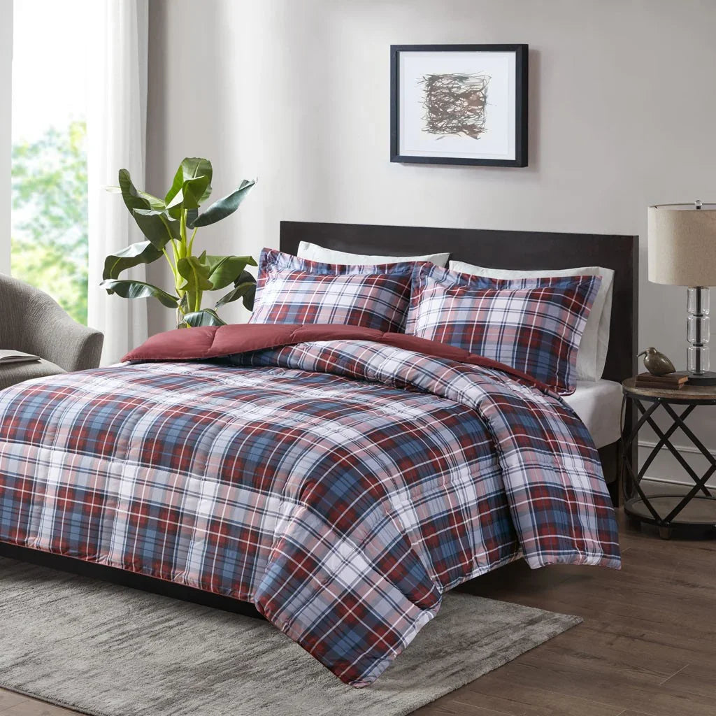Red and blue plaid bedding set - Your Western Decor