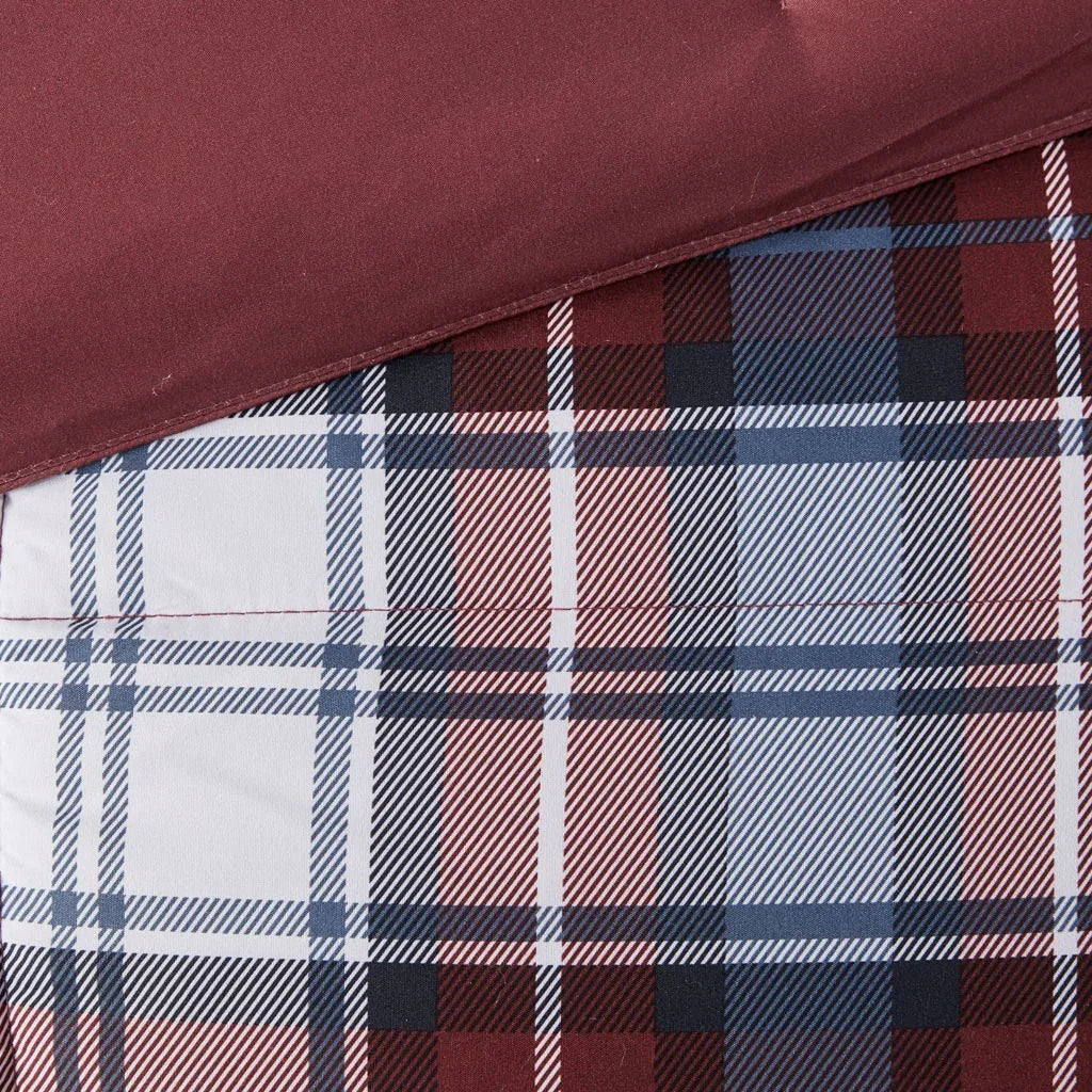 red, white and blue plaid comforter detail - Your Western Decor