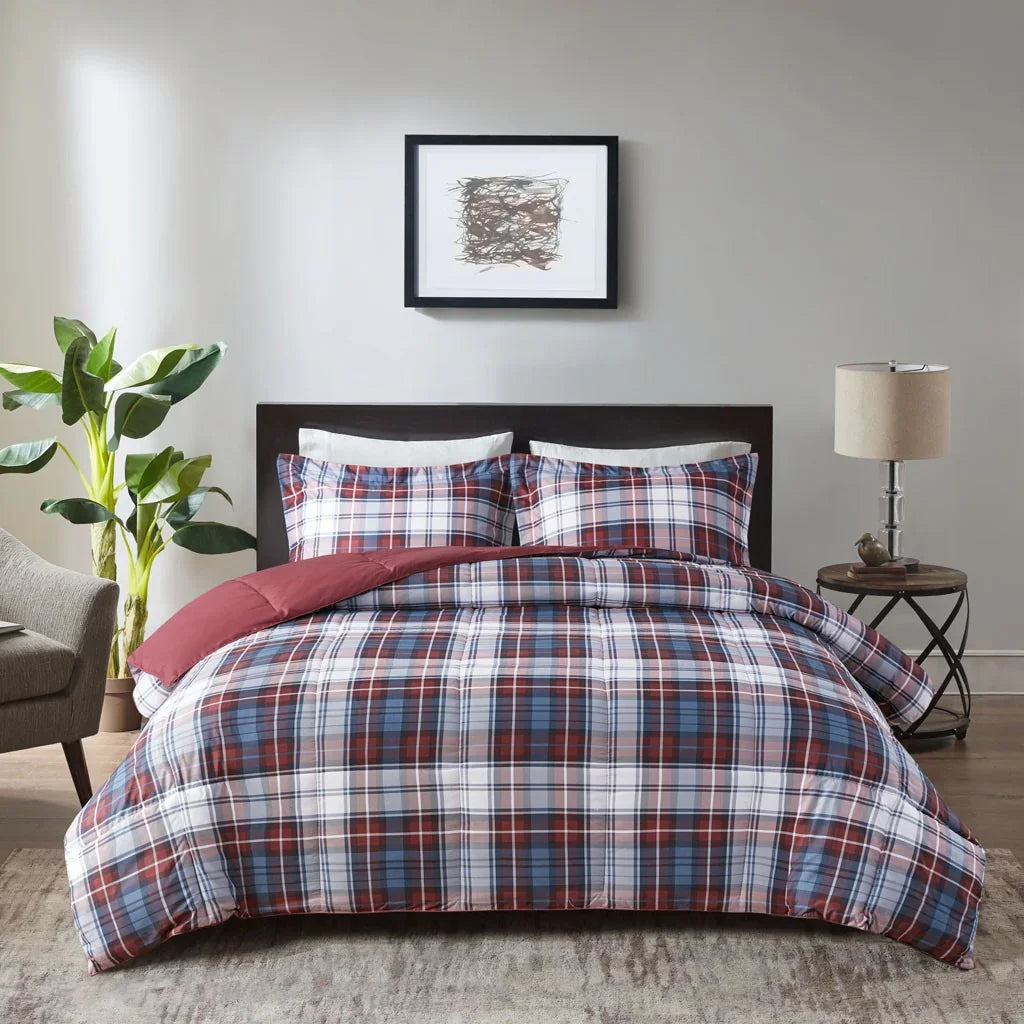 Red and blue plaid comforter set - Your Western Decor