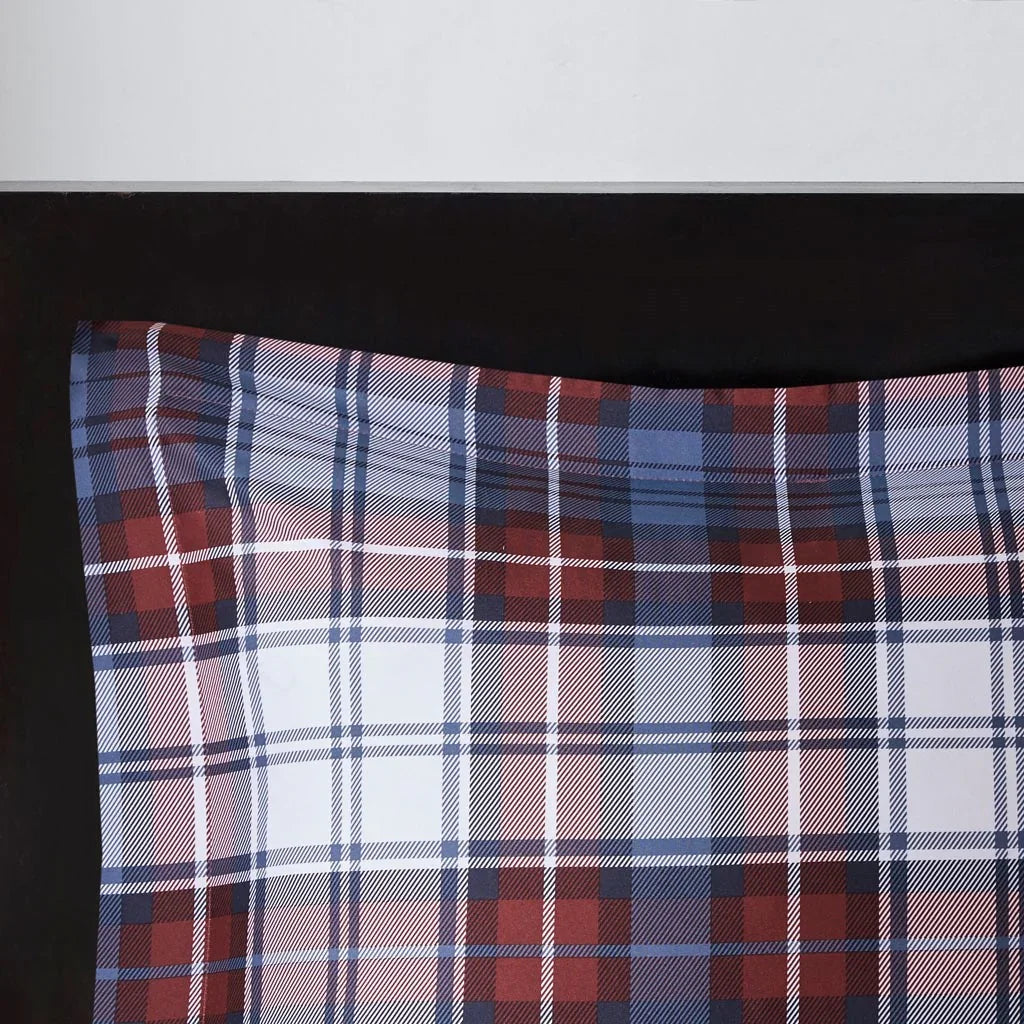 red, white, blue plaid pillow sham detail - Your Western Decor