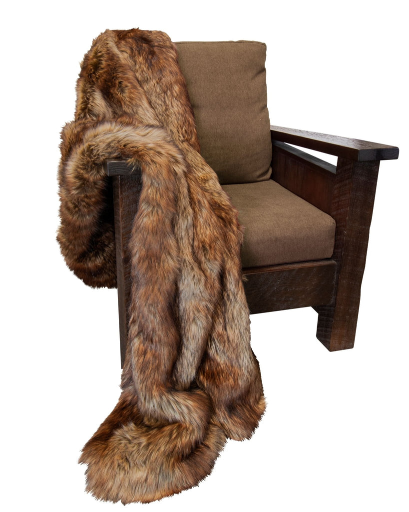 Red Wolf Faux Fur Throw Blanket - Your Western Decor