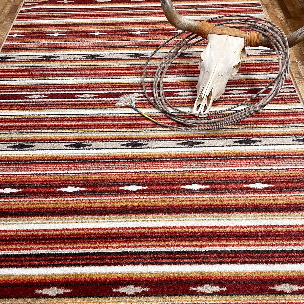 Remington Multi Red Stripe Area Rug made in the USA - Your Western Decor