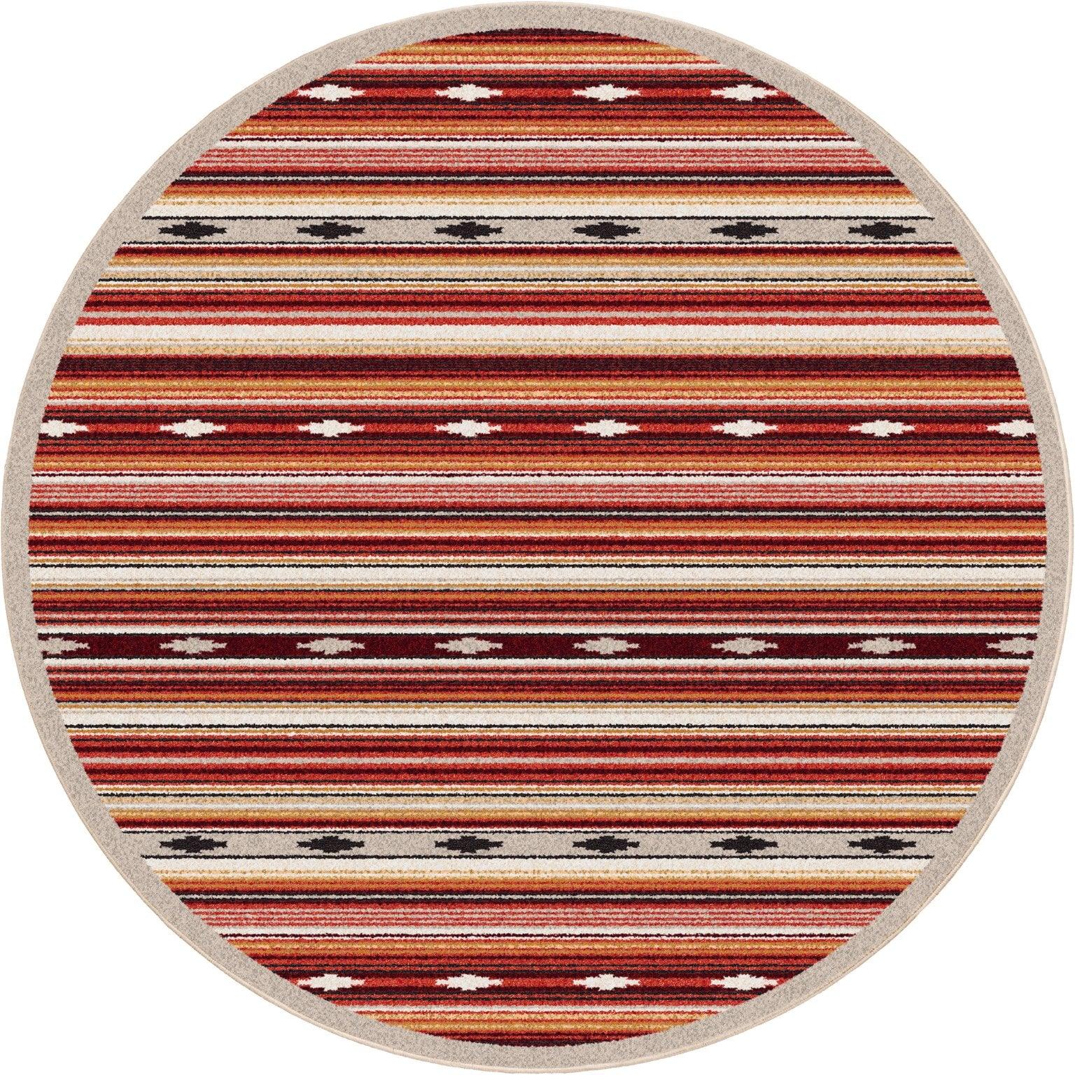 Remington Multi Red Stripe Round Area Rug made in the USA - Your Western Decor