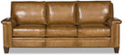 Rustic modern whiskey leather sofa with premium aniline leather and nail trim details
