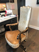 Custom upholsteredGold Acid Wash Cowhide Office Chair made in the USA - Your Western Decor