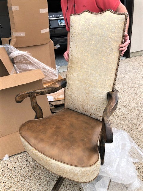 Deliver of custom upholsteredGold Acid Wash Cowhide Office Chairs - Your Western Decor