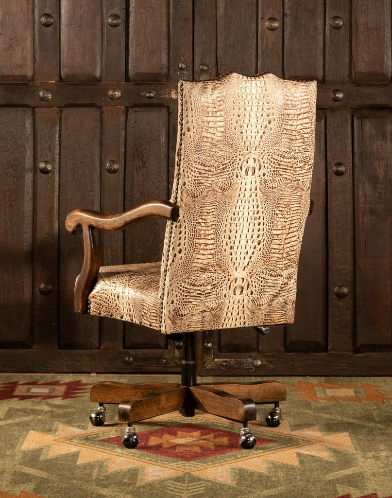 Embossed croc leather western office chair - Your Western Decor