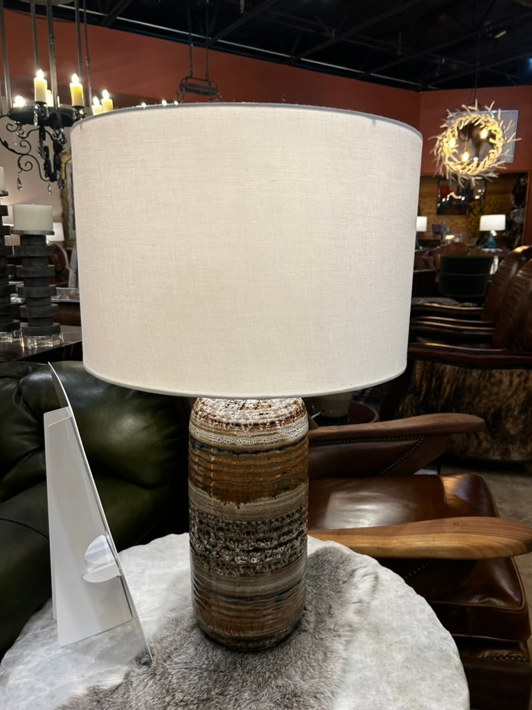 Ceramic brown roan table lamp with linen shade - Your Western Decor