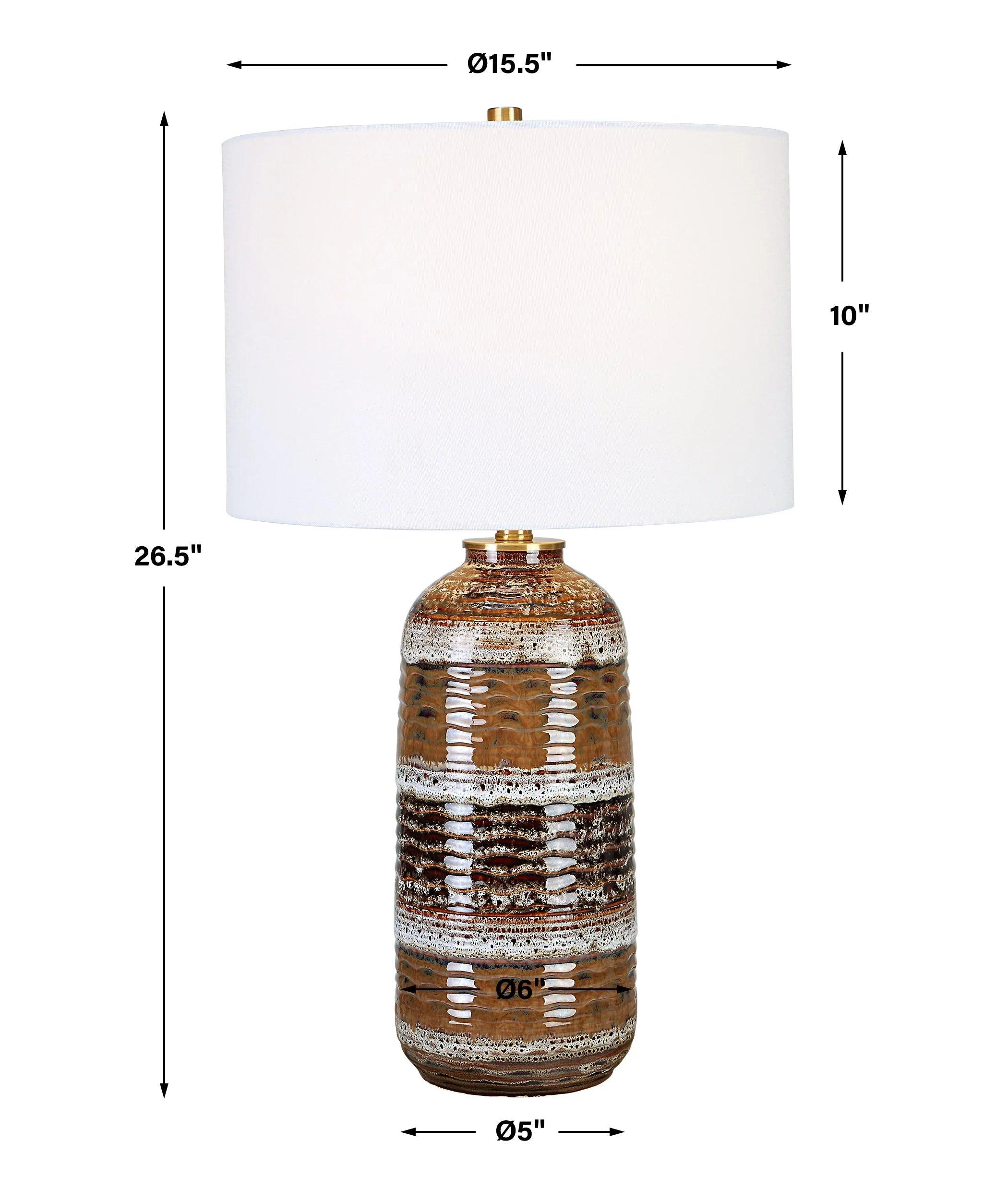 Roan Ceramic Table Lamp with White Fabric  Shade measurements - Your Western Decor