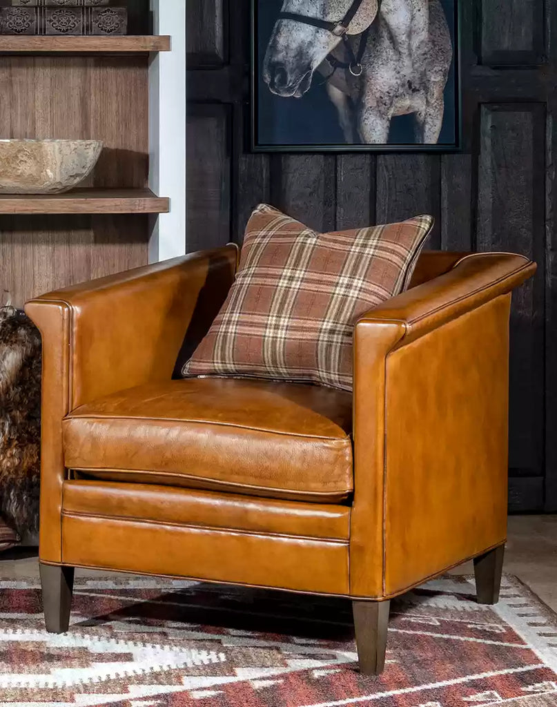 American made Rockford Tan Leather Club Chair - Your Western Decor