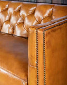 American made Rockford Tufted Tan Leather Sofa - Your Western Decor