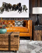 American made Rockford Tufted Tan Leather Sofa - Your Western Decor