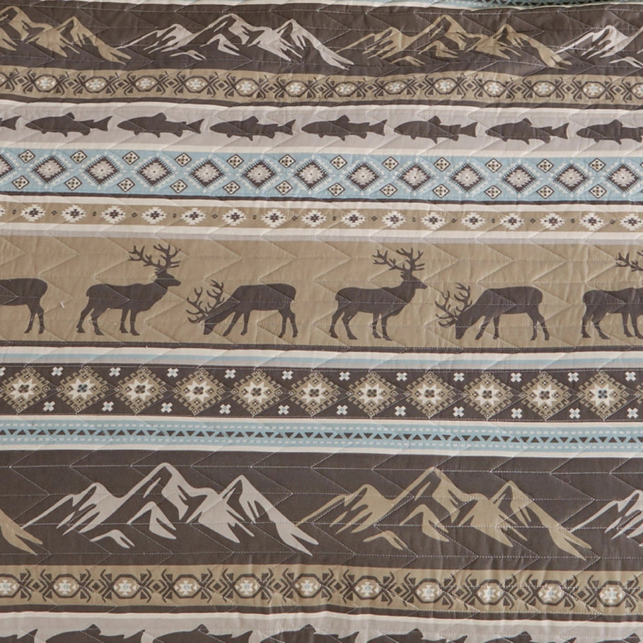 Rockies Quilt Set featuring fish and elk - Your Western Decor