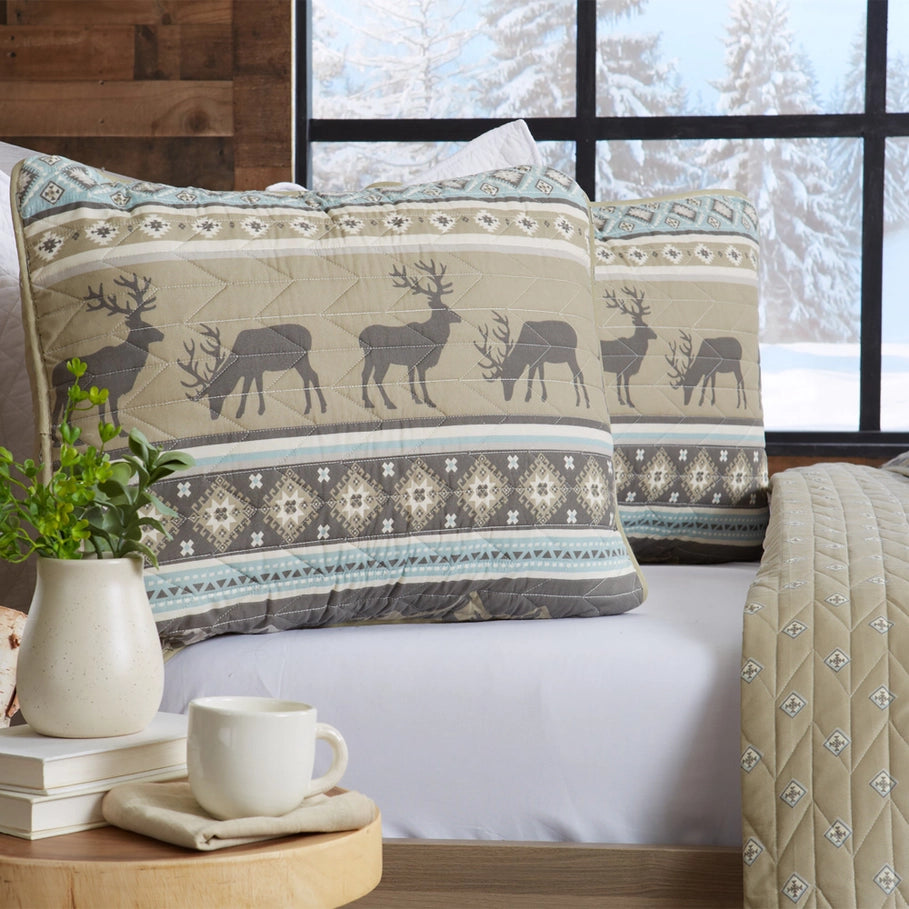 Rockies Quilt Set featuring fish and elk - Your Western Decor