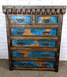 American made Rockrush Empire Chest of Drawers with turquoise rust patina panel insets - Your Western Decor