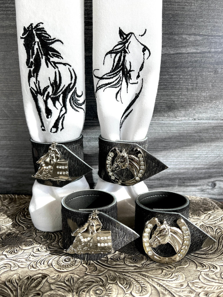 Rodeo Champs Western Cowhide Napkin Rings made in Pilot Rock, Oregon - Your Western Decor